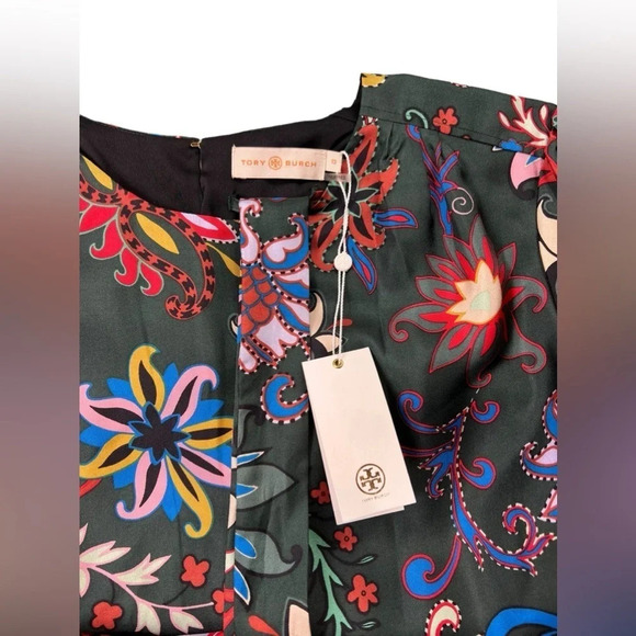 Tory Burch Womens Shift Dress Printed Silk Twill Black Mountain Floral Size 12 - Picture 7 of 16